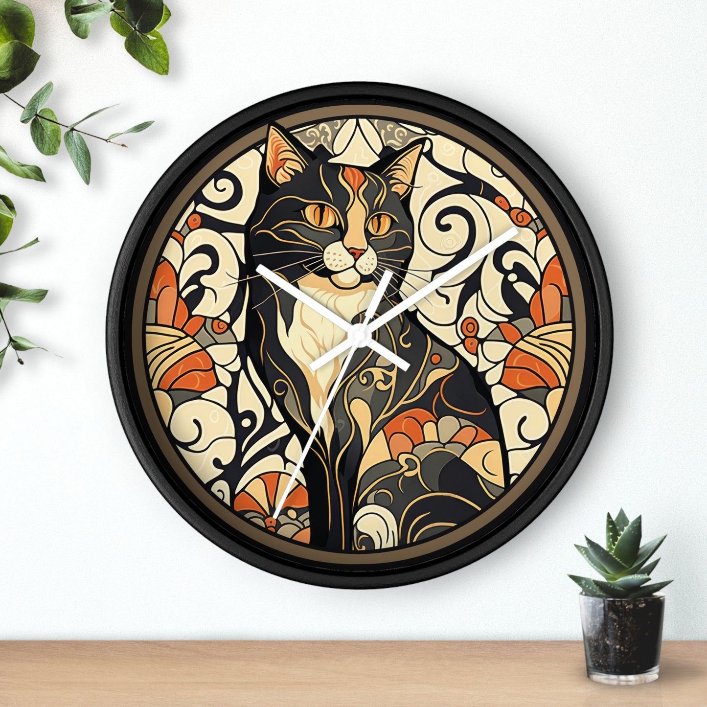 Mosaic Cat Silent Wall Clock
