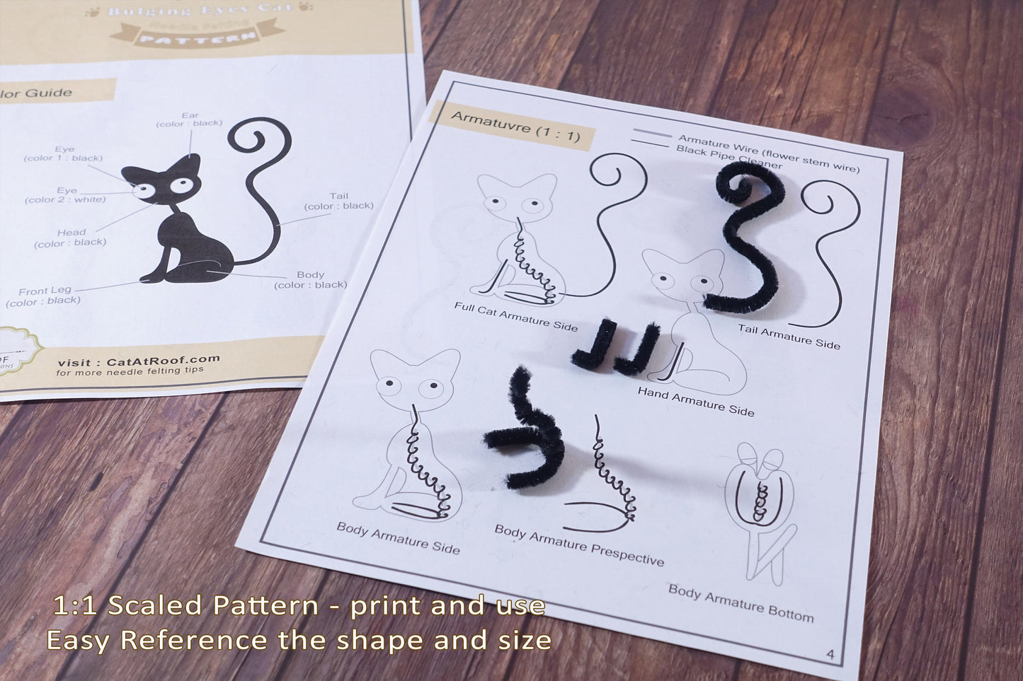 PDF - Bulging Eyes Cat Needle Felting Tutorial + Pattern