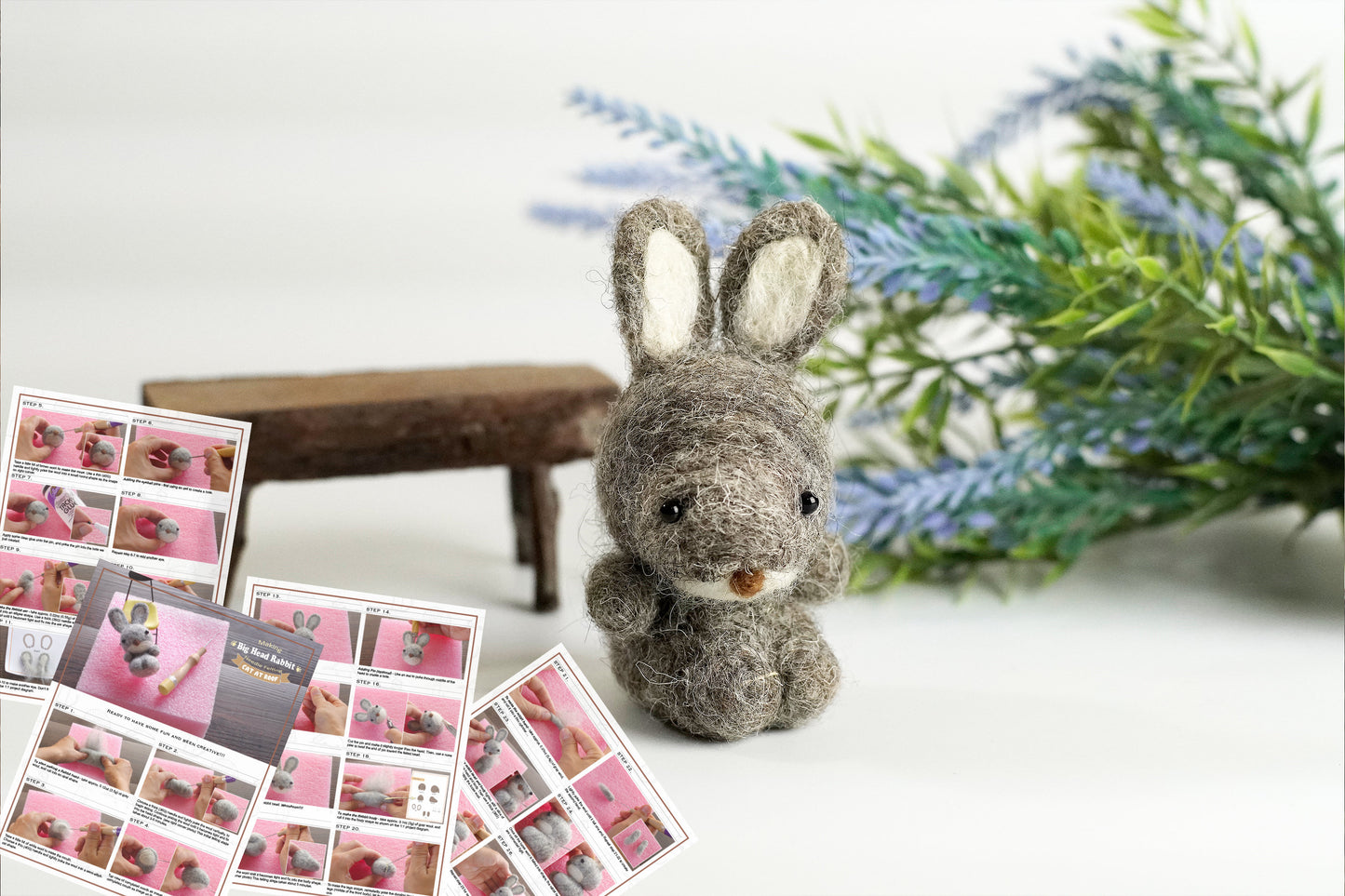 PDF - The Adorable Big-Head Rabbit Needle Felting Tutorial + Pattern